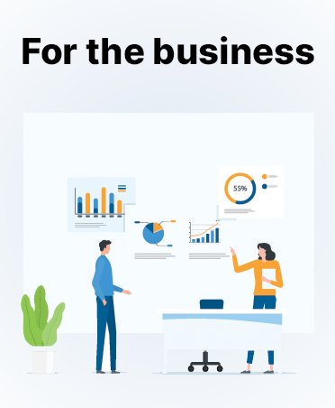 Illustration titled 'For the business' — representing durable throughput and commitments the business can plan around.
